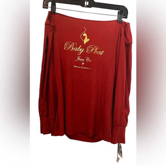 Baby Phat Tops - Baby Phat Off-Shoulder long sleeve Top-Burnt Orange